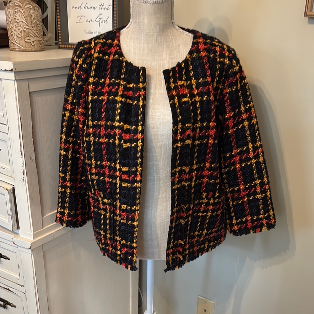 Plaid Women's Jacket - Black, Red, Yellow